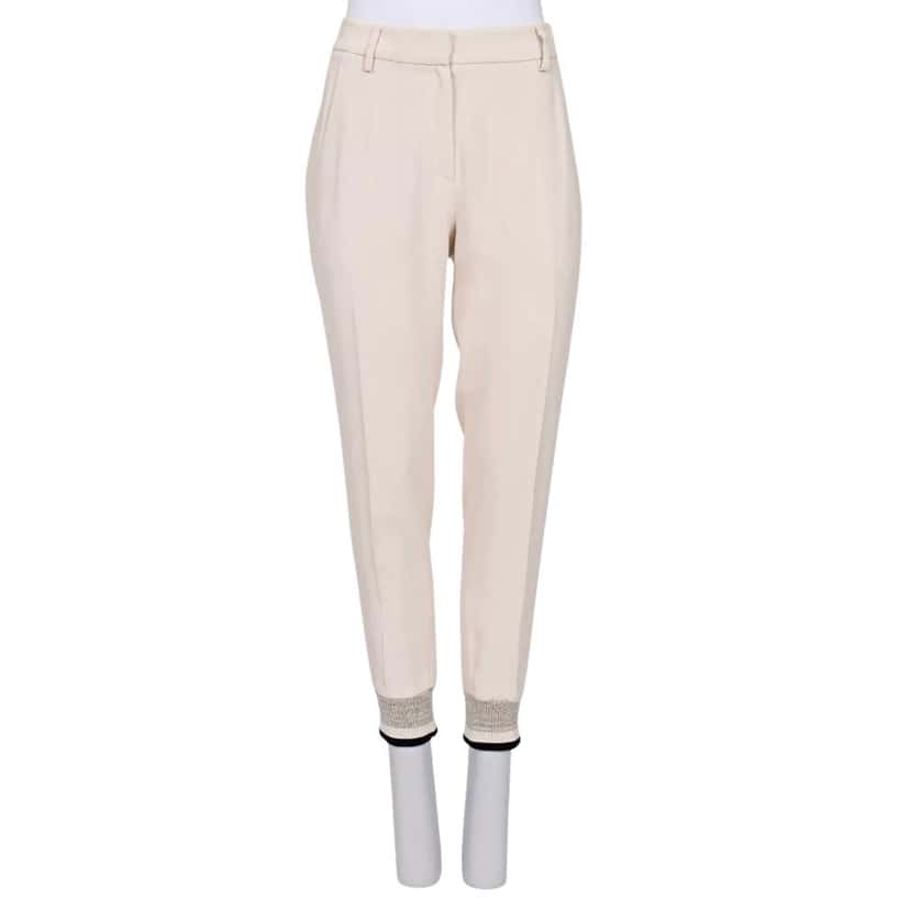 Brunello Cucinelli Brunello Cucinelli White Tapered Trousers - Size 42\M Pre-owned White Silk Good condition - Front View