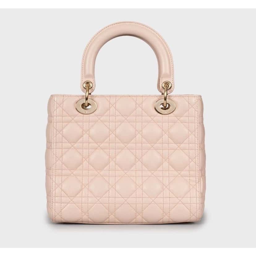 Christian Dior Lady Dior Medium Pink Leather Handbag Pre-owned Pink Leather Good condition - Inside View
