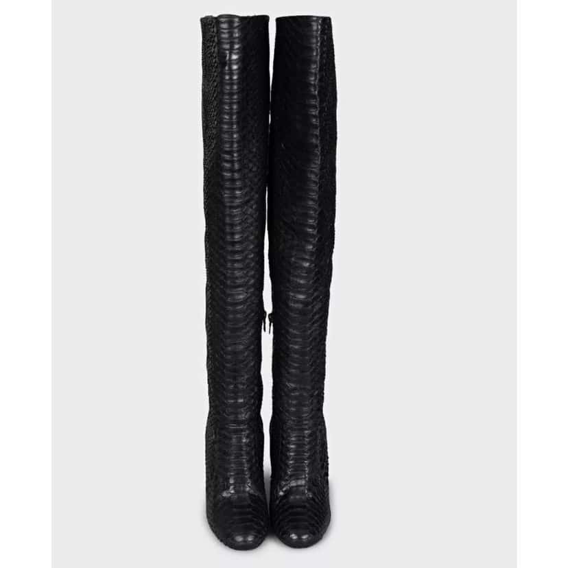Dries Van Noten Dries Van NotenLambskin Over Knee Boots - EU 38 Pre-owned Black Leather Good condition - Back View