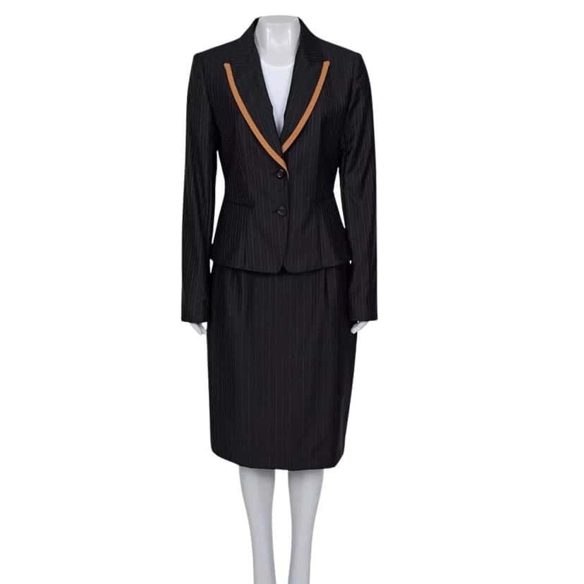 Christian Dior Christian Dior Black Striped Wool Suit FR44 XXL Pre-owned Black Wool Good condition - Front View