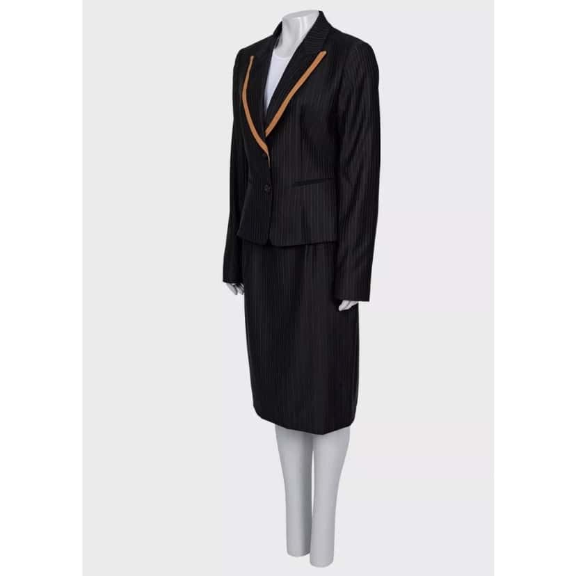 Christian Dior Christian Dior Black Striped Wool Suit FR44 XXL Pre-owned Black Wool Good condition - Back View