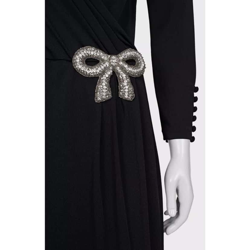 valentino Valentino Black Bow Rhinestone Dress - IT 44 L Pre-owned Black Never worn - Model View