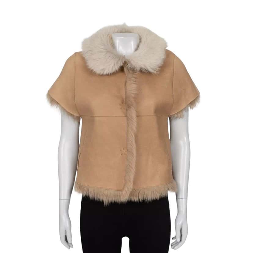 Yves Salomon Yves Salomon Brown Leather Shearling Jacket  Sz.36/S Pre-owned Brown Leather Good condition - Front View