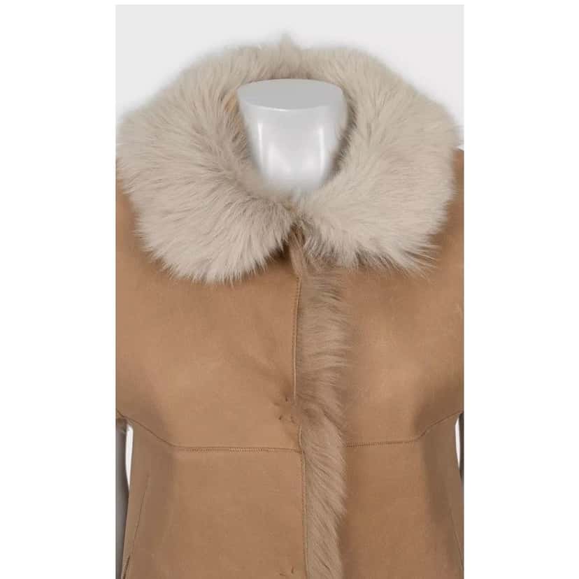 Yves Salomon Yves Salomon Brown Leather Shearling Jacket  Sz.36/S Pre-owned Brown Leather Good condition - Model View