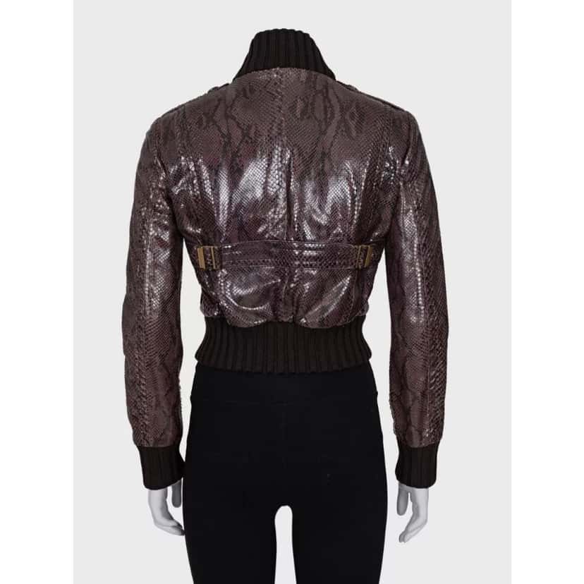 Gucci Gucci Python Print Lambskin Leather Jacket - IT 38 / XS pre-owned Brown Leather Good condition - Inside View