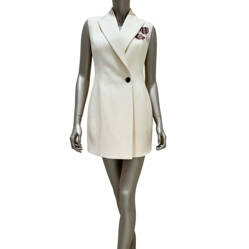 Christian Dior Christian Dior Cream Wool & Silk Vest Dress - Size 38 pre-owned Beige Wool Good condition - Front View