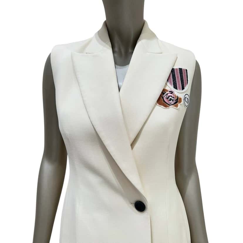 Christian Dior Christian Dior Cream Wool & Silk Vest Dress - Size 38 pre-owned Beige Wool Good condition - Inside View