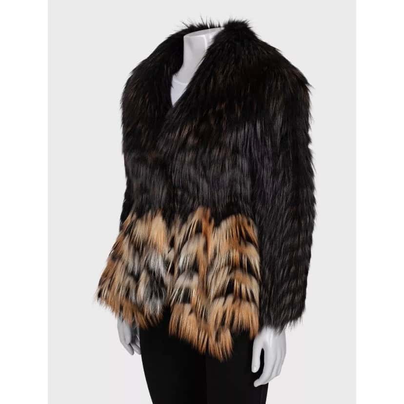 Blumarine Blumarine Brown Faux Fur Coat Size 40 / S Pre-owned Brown Silk Good condition - Back View