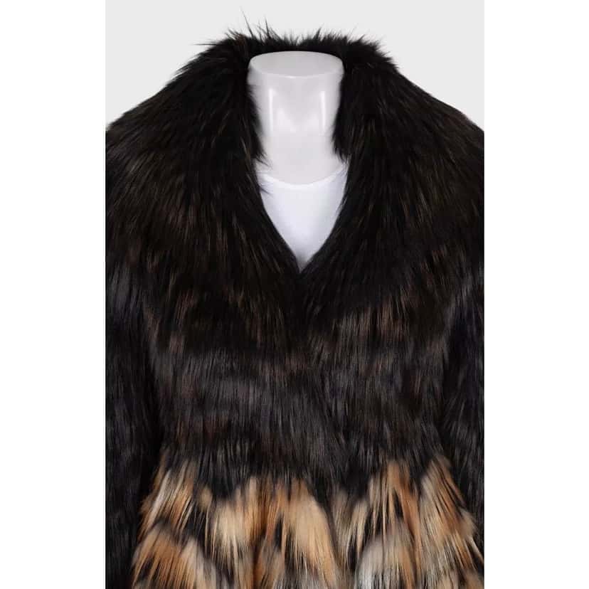Blumarine Blumarine Brown Faux Fur Coat Size 40 / S Pre-owned Brown Silk Good condition - Model View