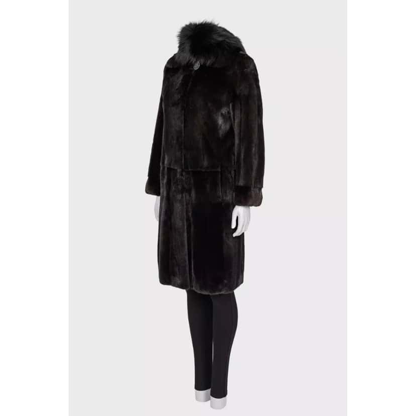 Unsigned Amato Luxurious Brown Coat - Size S/IT 40 pre-owned Brown Good condition - Back View