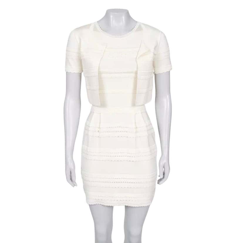 Christian Dior Christian Dior White Dress & Jacket Set - Size S Pre-owned White Good condition - Front View