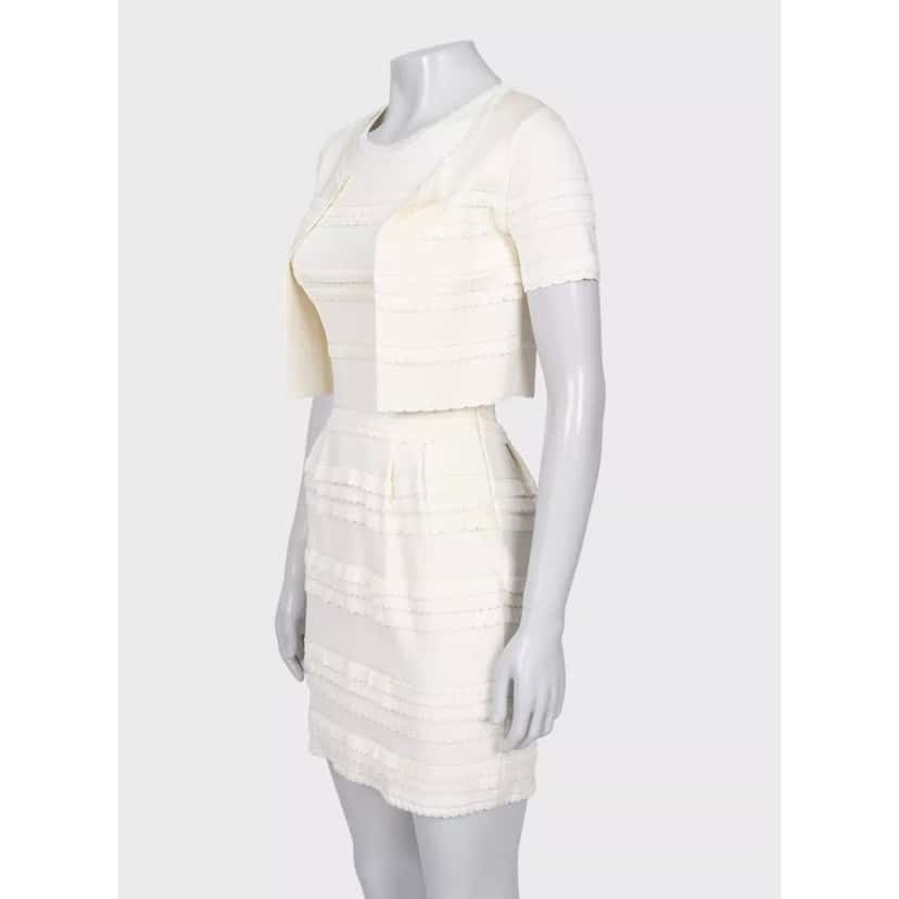 Christian Dior Christian Dior White Dress & Jacket Set - Size S Pre-owned White Good condition - Back View