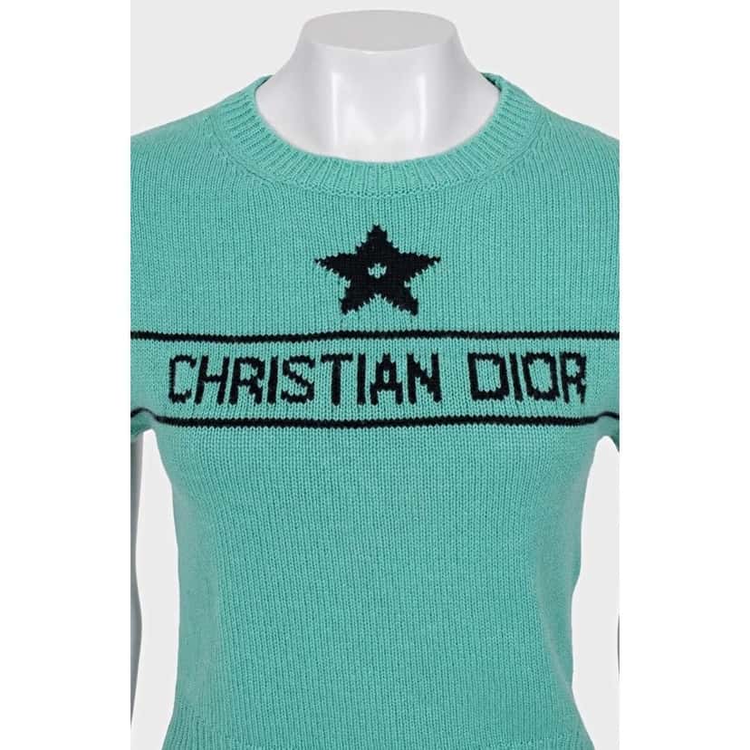 Christian Dior Christian Dior Green Cashmere Signature Top Sz.36/S Pre-owned Green Wool Good condition - Model View