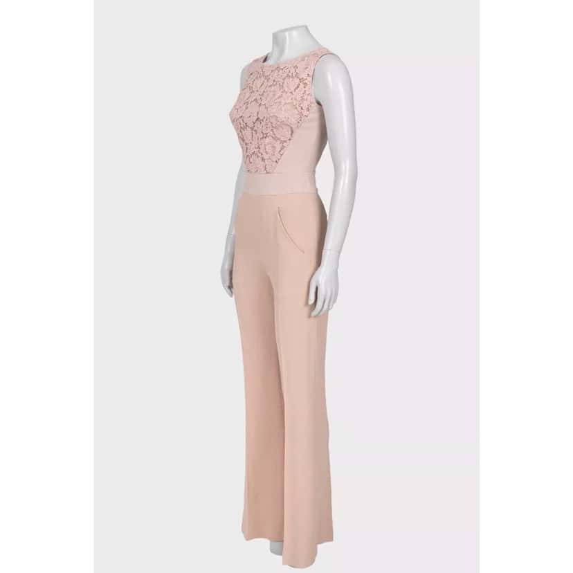 Elie Saab Elie Saab Fitted Lace-Embellished Jumpsuit EU34 XS Pre-owned Beige Lace Good condition - Back View