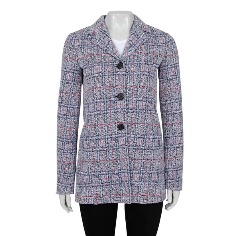 Celine Celine Checked Blazer - Cotton Blend, Silk Lined - Size 36 Pre-owned Grey Cotton Good condition - Front View
