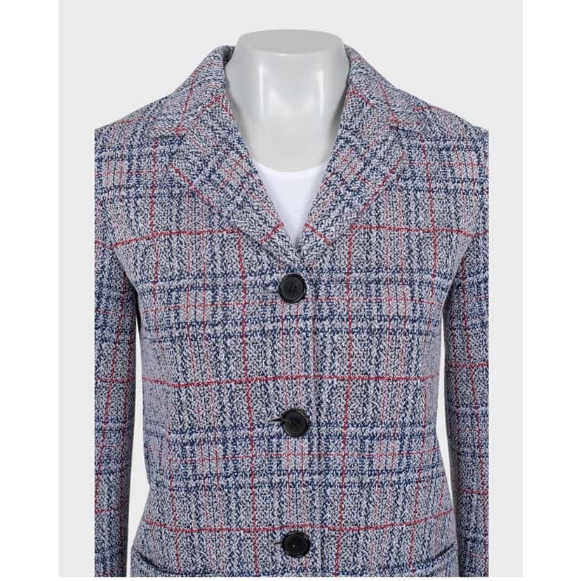 Celine Celine Checked Blazer - Cotton Blend, Silk Lined - Size 36 Pre-owned Grey Cotton Good condition - Model View