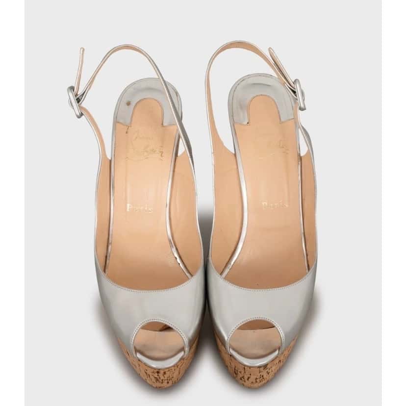 Christian Louboutin Christian Louboutin Silver Leather Sandals - Size 40 Pre-owned Silver Leather Good condition - Back View