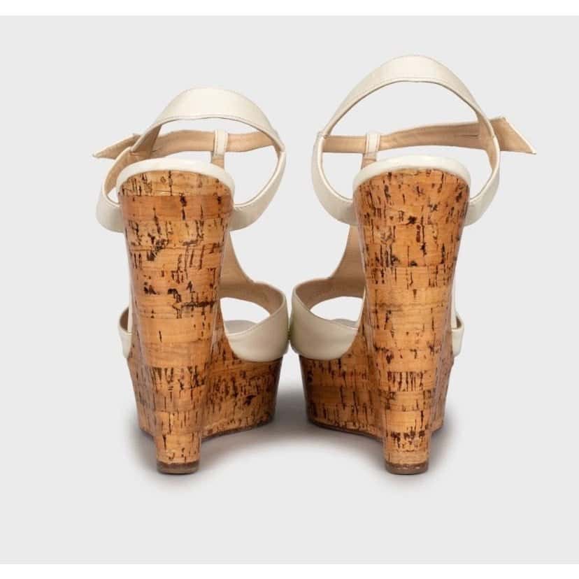 Christian Louboutin Christian Louboutin White Leather Wedge Sandals Sz.40 Pre-owned White Leather Good condition - Model View