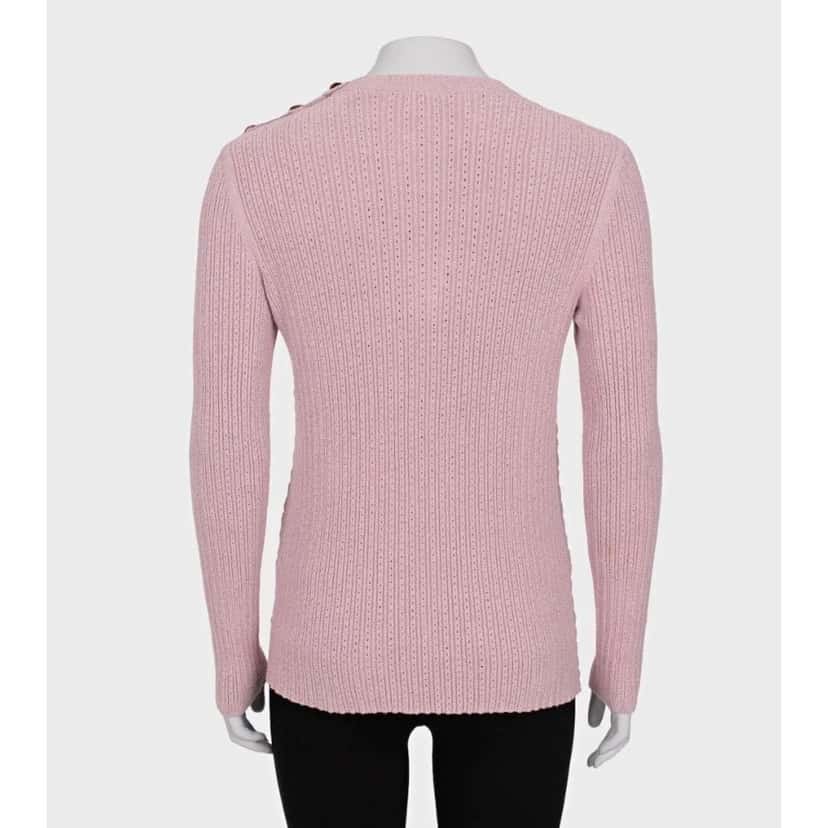 Chanel Chanel Pink Knit  Accent Buttons Sweater Sz. FR42/XL Pre-owned Pink Good condition - Inside View