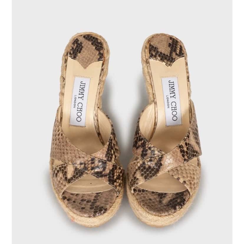 Jimmy Choo Jimmy Choo Animal Print Leather Wedge Sandals Sz.36 Pre-owned Other Leather Good condition - Back View