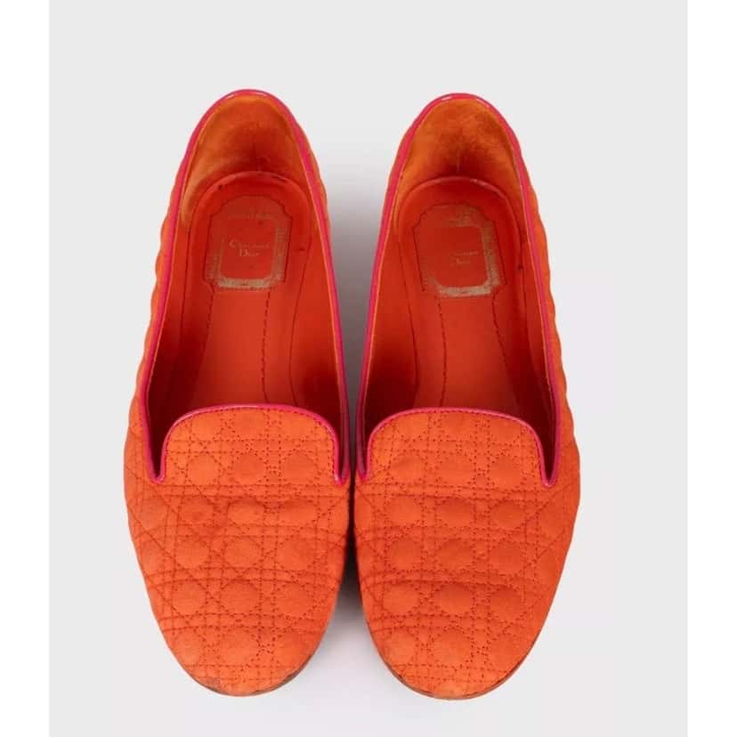 Christian Dior Christian Dior Orange Suede Ballet Flats - Size 39 Pre-owned Orange Suede Good condition - Back View
