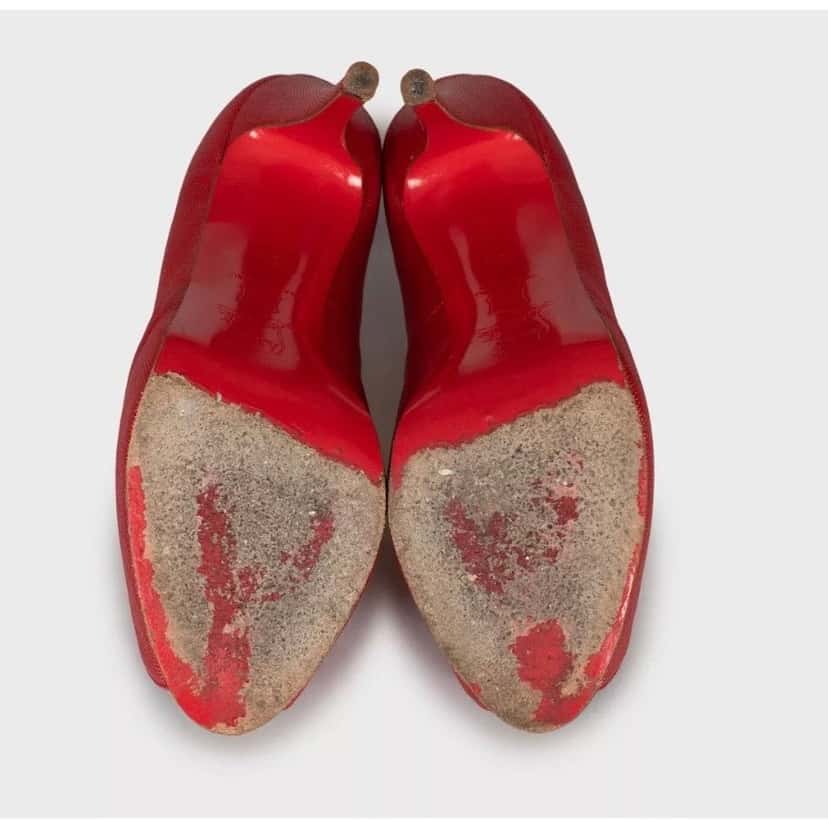 Christian Louboutin Christian Louboutin Red Open-Toe Textile Pumps 38.5 Pre-owned Red Leather Good condition - Model View