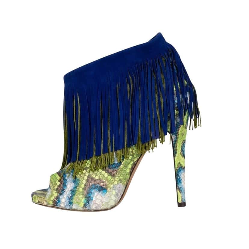 Jimmy Choo Jimmy Choo Snakeskin print lambskin Fringe Ankle Boots - Size 40 Pre-owned Other Leather Good condition - Front View