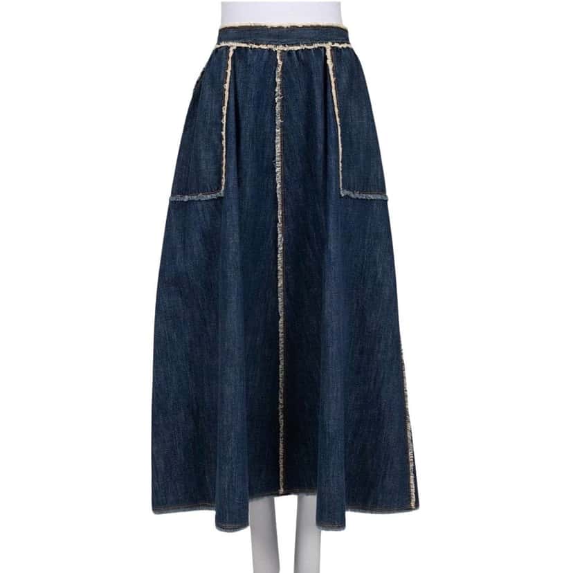 Christian Dior Christian Dior Denim Full Skirt - Size FR40 / L pre-owned Blue Denim Good condition - Front View