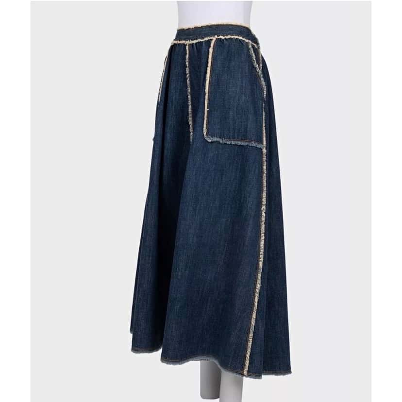 Christian Dior Christian Dior Denim Full Skirt - Size FR40 / L pre-owned Blue Denim Good condition - Back View