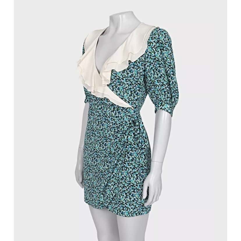 Alessandra Rich Alessandra Rich Blue Floral Silk Dress  Sz.40 Pre-owned Blue Silk Good condition - Back View