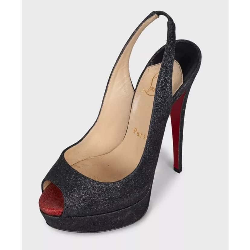 Christian Louboutin Christian Louboutin Black Glitter Sandals Sz. 35 Pre-owned Black Leather Good condition - Inside View
