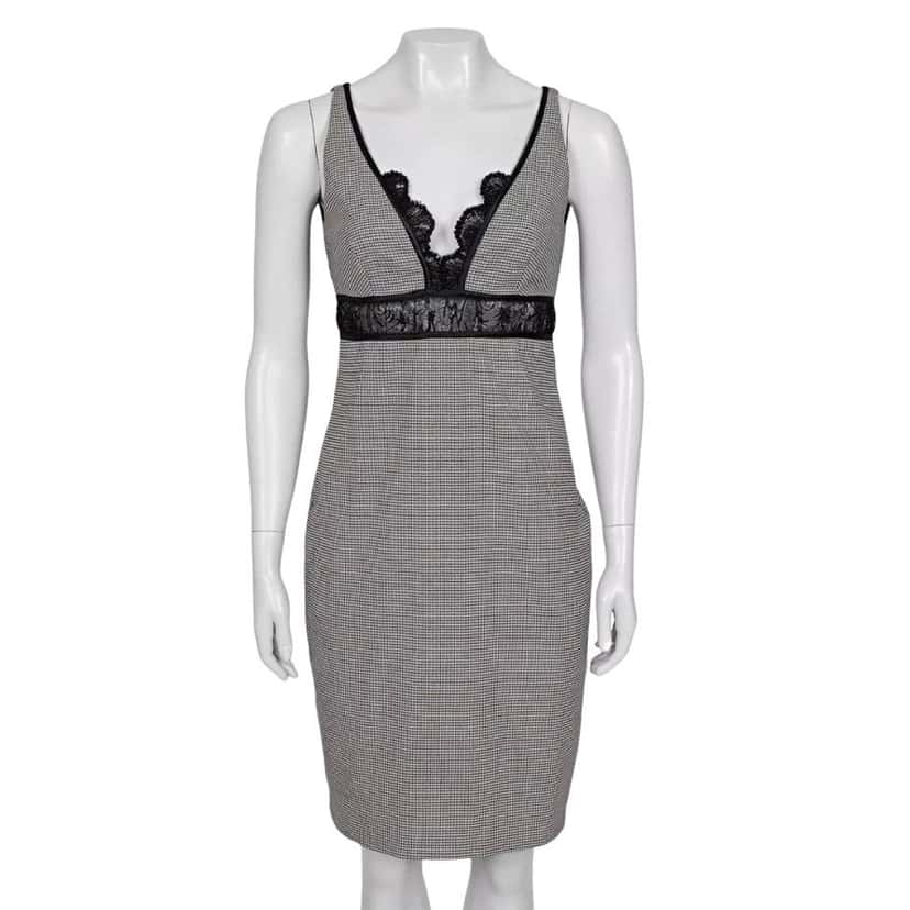Roberto Cavalli Roberto Cavalli Black & White Lace Wool Blend Dress Size 42/ M Pre-owned Black Lace Good condition - Front View