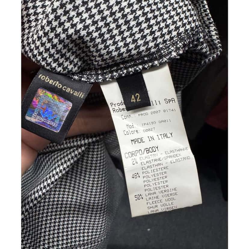 Roberto Cavalli Roberto Cavalli Black & White Lace Wool Blend Dress Size 42/ M Pre-owned Black Lace Good condition - Box View