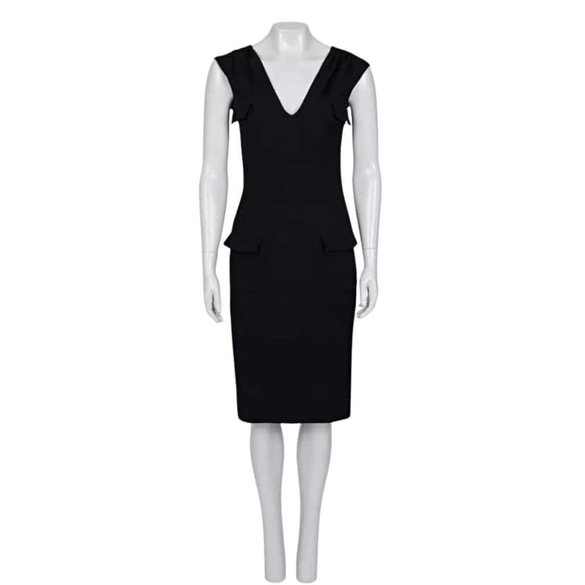 Christian Dior Christian Dior Black Fitted Wool Dress Sz.36/S Pre-owned Black Wool Good condition - Front View