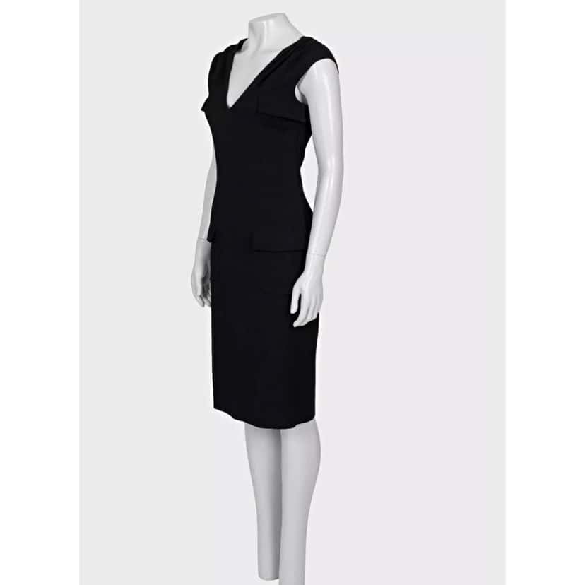 Christian Dior Christian Dior Black Fitted Wool Dress Sz.36/S Pre-owned Black Wool Good condition - Back View