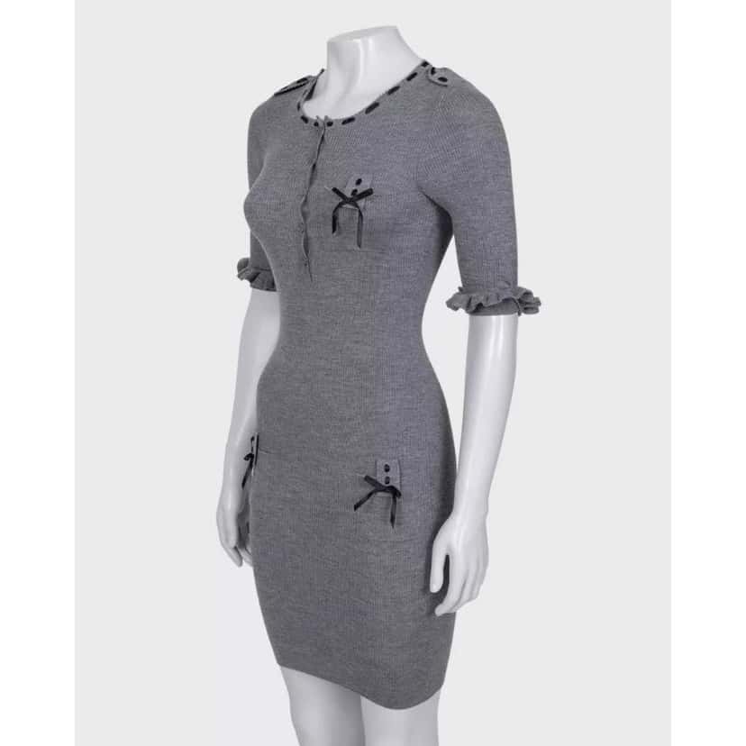 Christian Dior Christian Dior Grey Fitted Cashmere Blend Dress - FR36 | S pre-owned Grey Wool Good condition - Back View