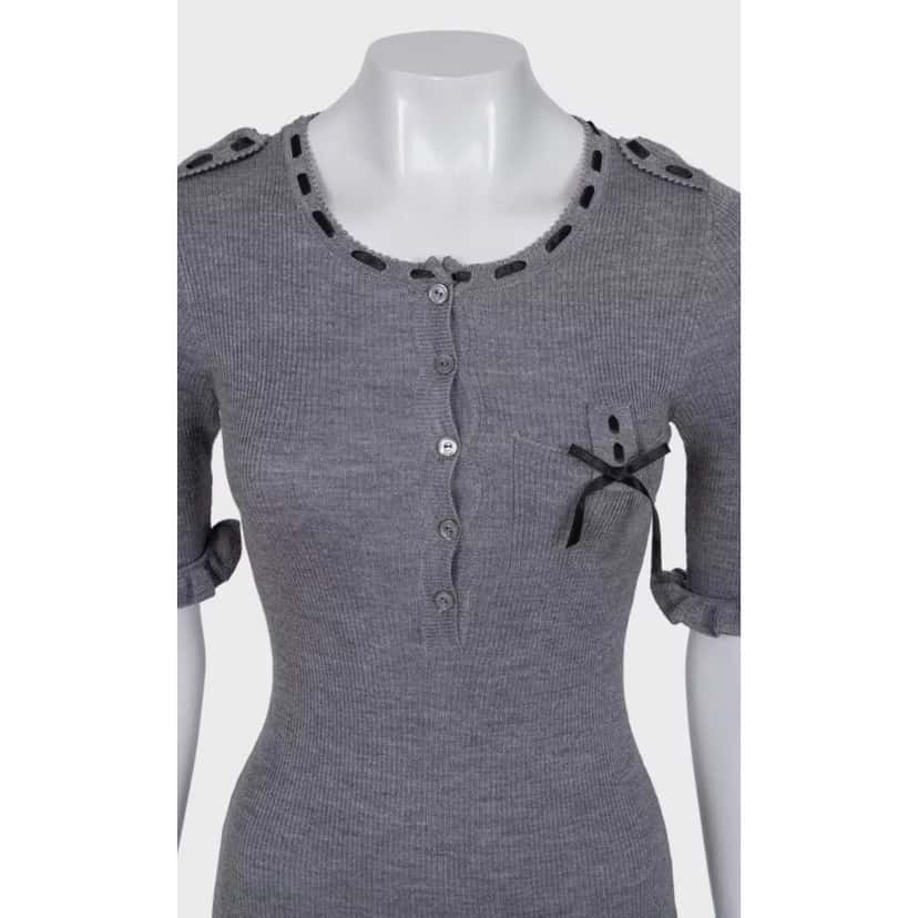 Christian Dior Christian Dior Grey Fitted Cashmere Blend Dress - FR36 | S pre-owned Grey Wool Good condition - Model View