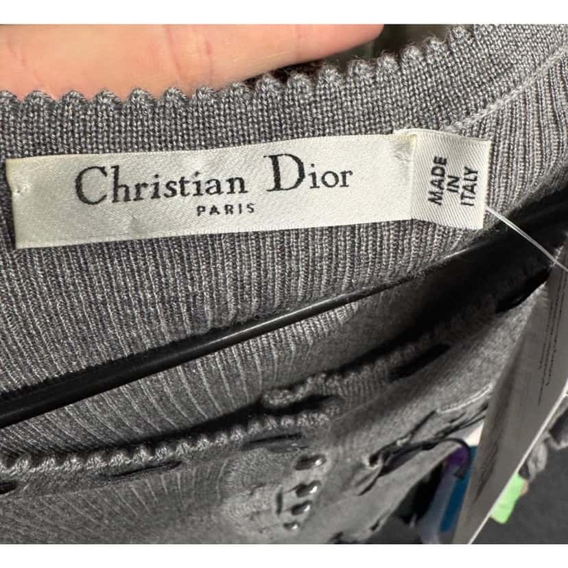 Christian Dior Christian Dior Grey Fitted Cashmere Blend Dress - FR36 | S pre-owned Grey Wool Good condition - Box View