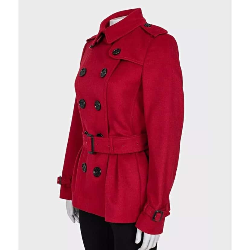 Burberry Burberry Red Wool Cashmere Belted Coat UK10 Pre-owned Red Wool Good condition - Back View