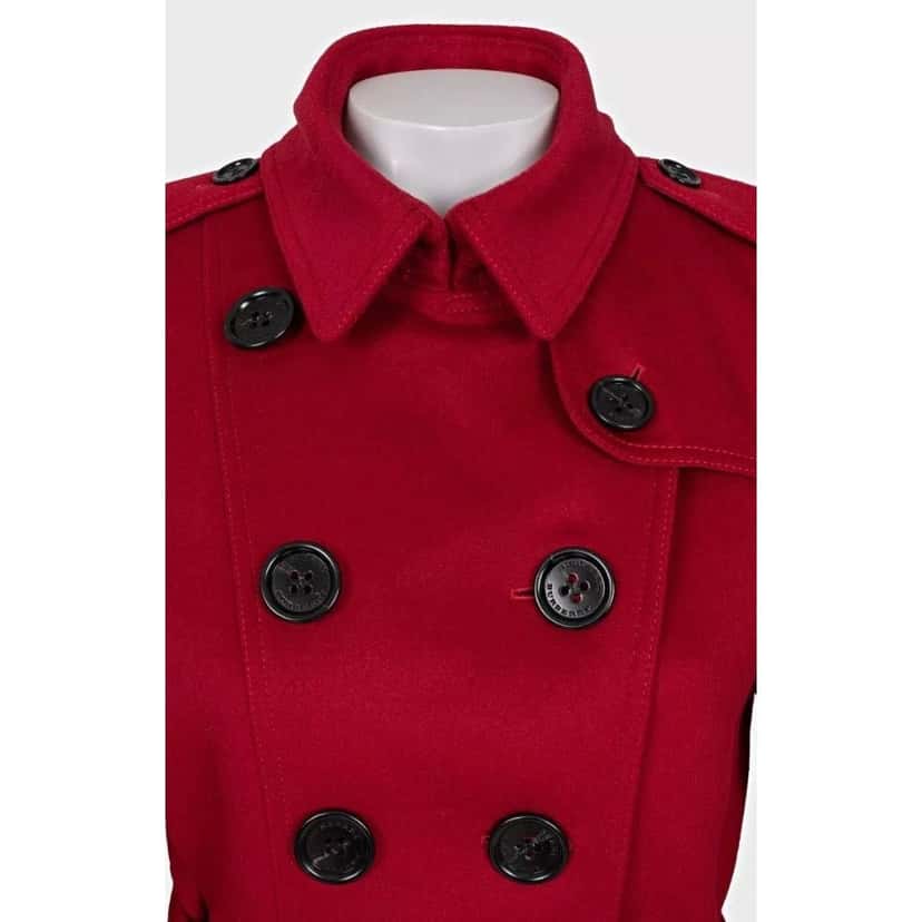 Burberry Burberry Red Wool Cashmere Belted Coat UK10 Pre-owned Red Wool Good condition - Model View