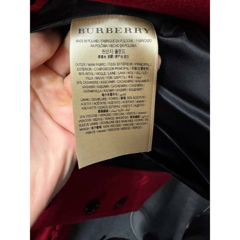 Burberry Burberry Red Wool Cashmere Belted Coat UK10 Pre-owned Red Wool Good condition - Box View