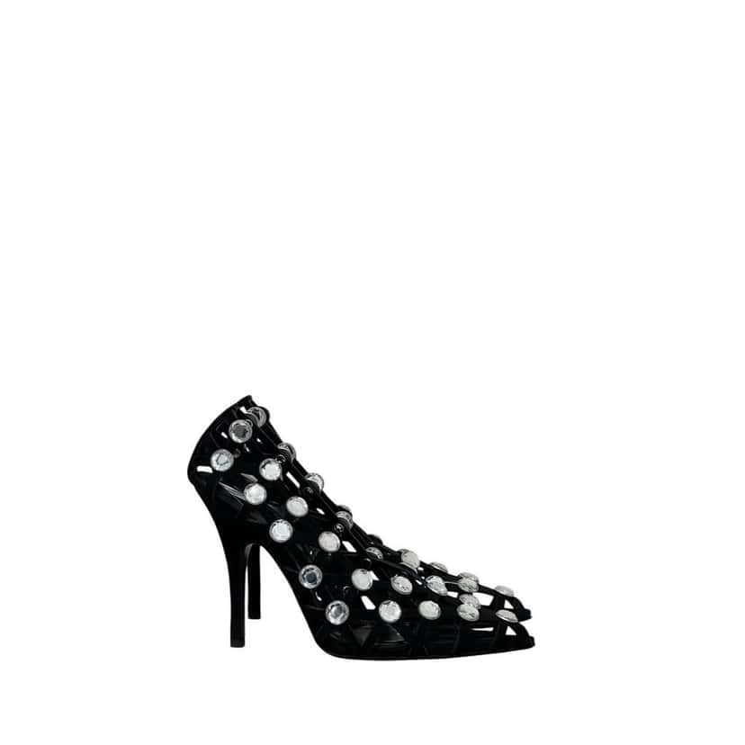 THE ATTICO NWOB The Attico 'Grid' Pump Black Silver Heels Sz.38.5 pre-owned Black Never worn - Back View