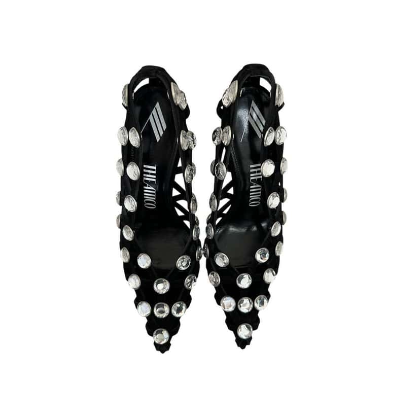 THE ATTICO NWOB The Attico 'Grid' Pump Black Silver Heels Sz.38.5 pre-owned Black Never worn - Box View