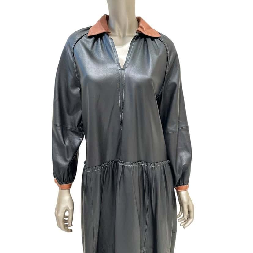 Unsigned Chic Stand Studio Gilda Two-Tone Leather Dress Sz 36 Pre-owned Other Leather Good condition - Inside View