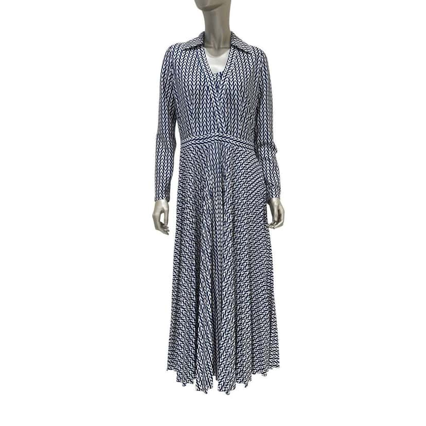 valentino Valentino Blue V-Print Maxi Dress Sz.M Pre-owned Blue Good condition - Front View