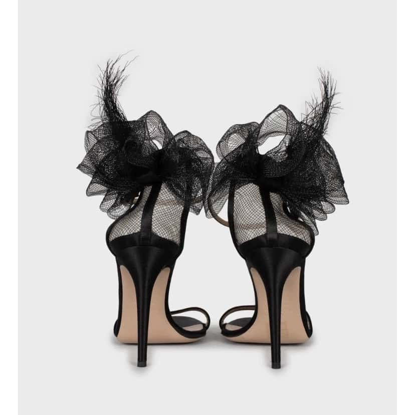 valentino Valentino Black Suede Bow Stiletto Sandals Size 39 pre-owned Black Suede Good condition - Model View