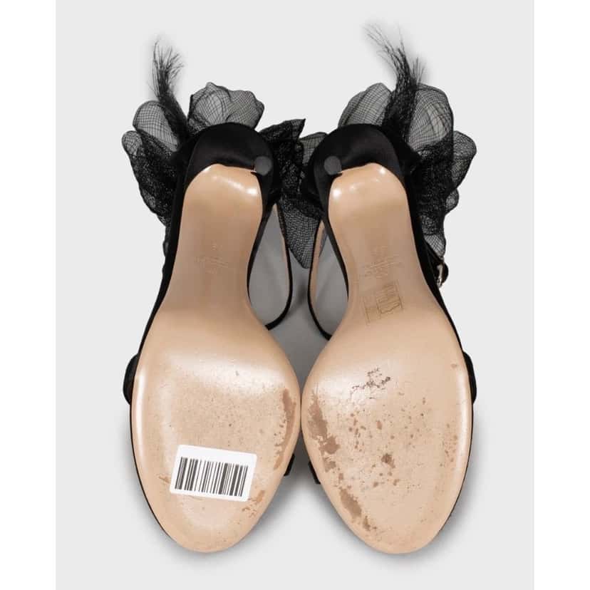 valentino Valentino Black Suede Bow Stiletto Sandals Size 39 pre-owned Black Suede Good condition - Box View