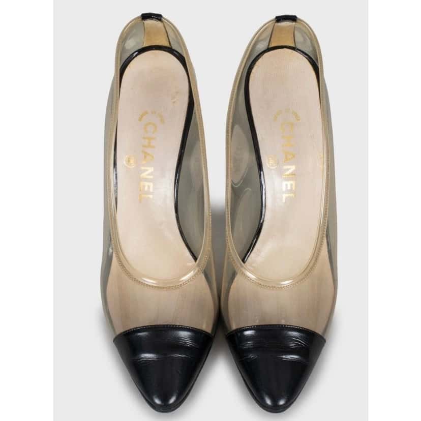 Chanel Chanel Transparent Pumps with Leather Toe - Size 38 Pre-owned Other Leather Good condition - Back View
