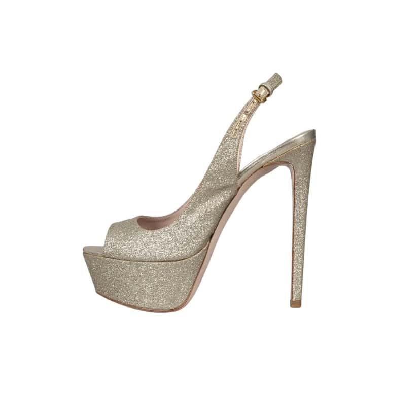 Miu Miu Miu Miu Gold Stiletto High Heel Sandals - Size 36 Pre-owned Gold Leather Good condition - Front View