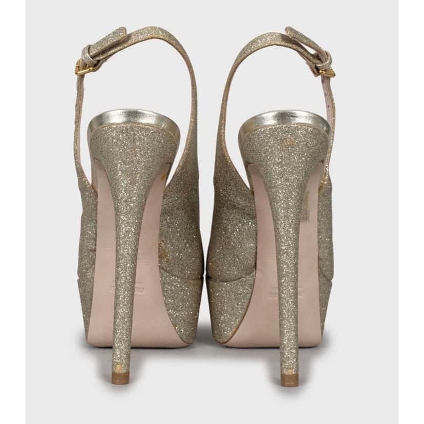 Miu Miu Miu Miu Gold Stiletto High Heel Sandals - Size 36 Pre-owned Gold Leather Good condition - Model View